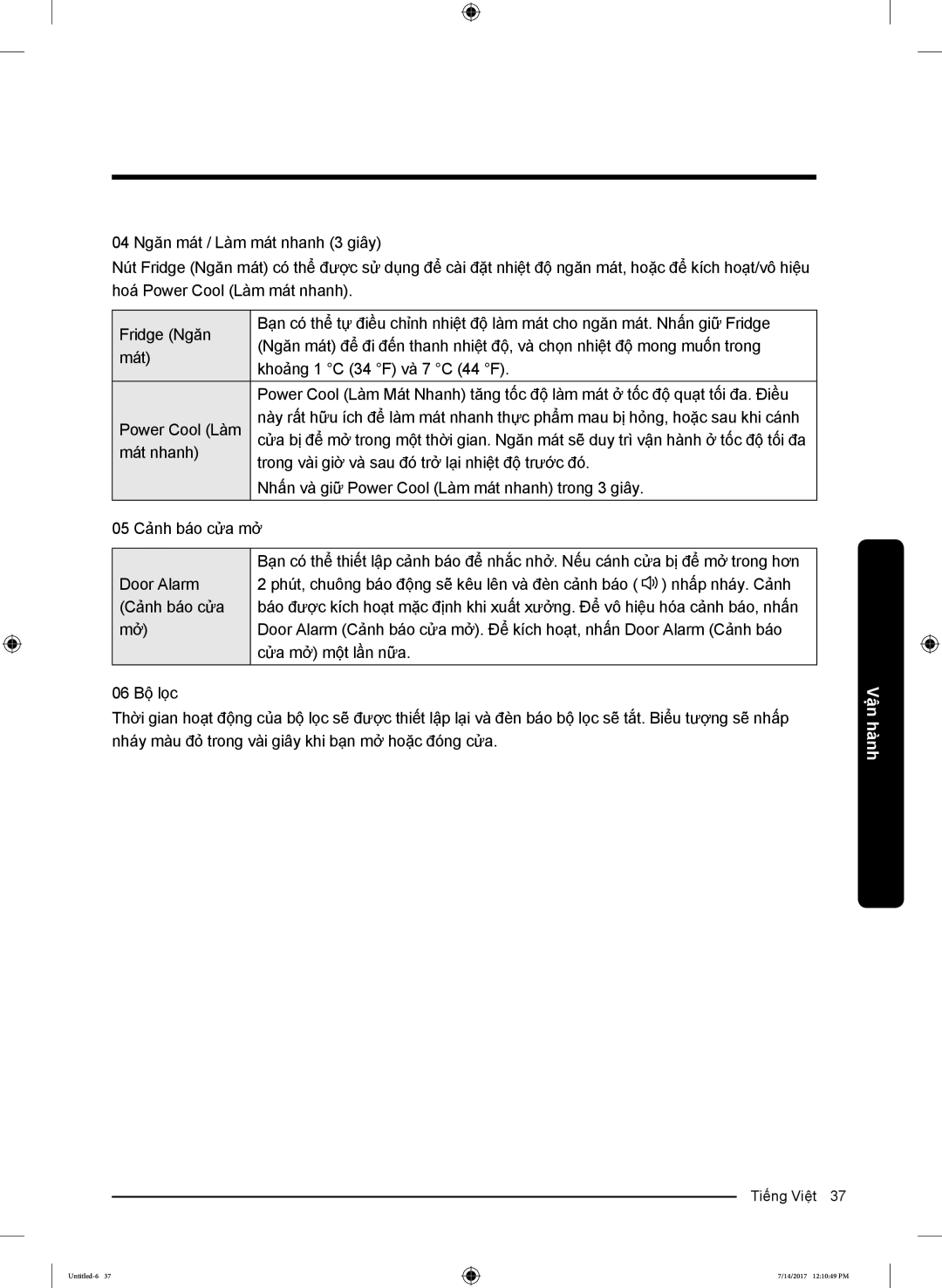 Samsung RH62K62377P/SV, RH58K6687SL/SV manual Tiếng Việt 37  